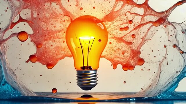 Explosion of Creativity: Light Bulb with a Burst of Energy
