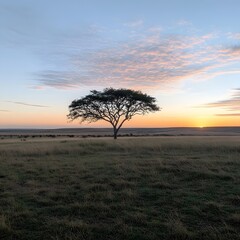 Sunrise savanna acacia tree wildlife Africa travel