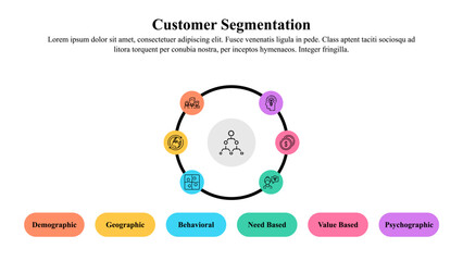 Infographic presentation template of customer segmentation.