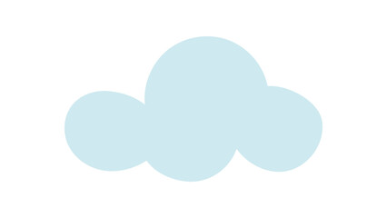 Blue cloud shape in flat graphic style. Fluffy character of a cloud with soft edges. Isolated light blue shape in digital, cartoon design, ideal for weather backgrounds and illustrations.