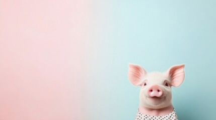 Adorable Piglet Wearing a Dress Against a Pastel Background