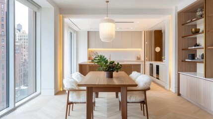 Fototapeta premium Modern Bright Open-Concept Dining and Kitchen Area By Generated AI