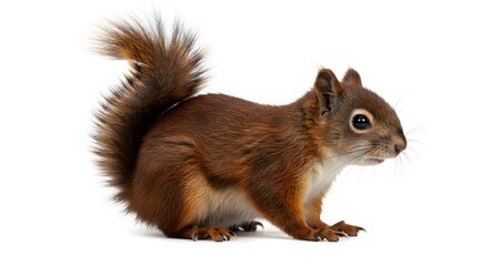 Adorable Wild Squirrel Sitting and Looking Forward Isolated on White Background