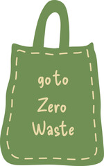 Green Zero Waste Tote Bag with Hand-Drawn Stitching