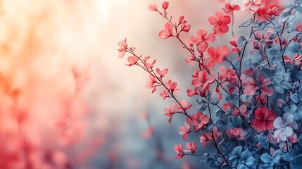 Delicate Pink Flowers Blooming Softly in Spring