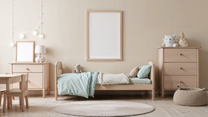 Warm and Inviting Nursery Room Mockup with Cute Animal Prints