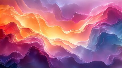 Abstract Colorful Layered Mountain Landscape