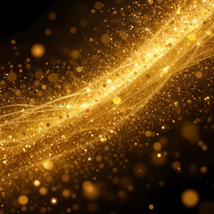 Elegant Golden Glitter Swirl with Sparkling Lights