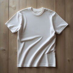 White Blank T-shirt on Wooden Surface