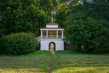 Gazebo-grotto on the shore of the Kuchane Lake in Petrovskoye Estate of the Natural Landscape...