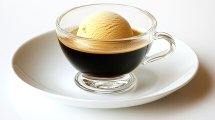 Vanilla Ice Cream Affogato on White Plate