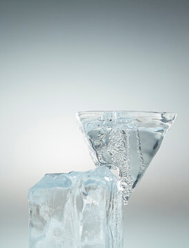 ice, block, pyramid, pedistal, gradient, background, sculpture, grey