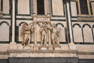 detail of the facade of the cathedral in Florence