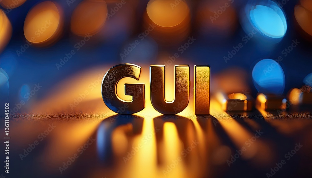 Poster Dynamic GUI Letters on Blurred Background with Colorful Bokeh