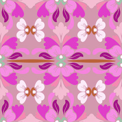 Fototapeta premium Abstract flora, Geometric Ethnic traditional seamless,Knitting,Navajo Native American Indian, tribal, traditional, pattern design for carpet, print, wrap, decorative, illustration, Fabric, Wallpaper,