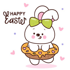easter bunny rabbit card kawaii animal cartoon with carrot baby 