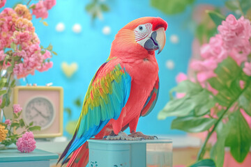 Realistic photos, Closeup of a colourful parrot.
