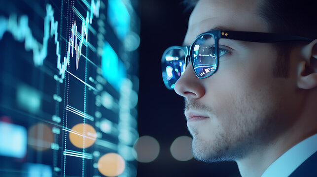 Analyzing financial trends stock market data visualization urban environment close-up view technology insights