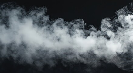 Fototapeta premium White smoke billowing on black background.
