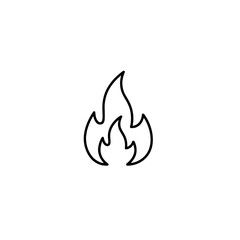 Flame icon in minimal line art style on a white background  