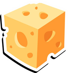 Cheese Sticker Illustration Element Set