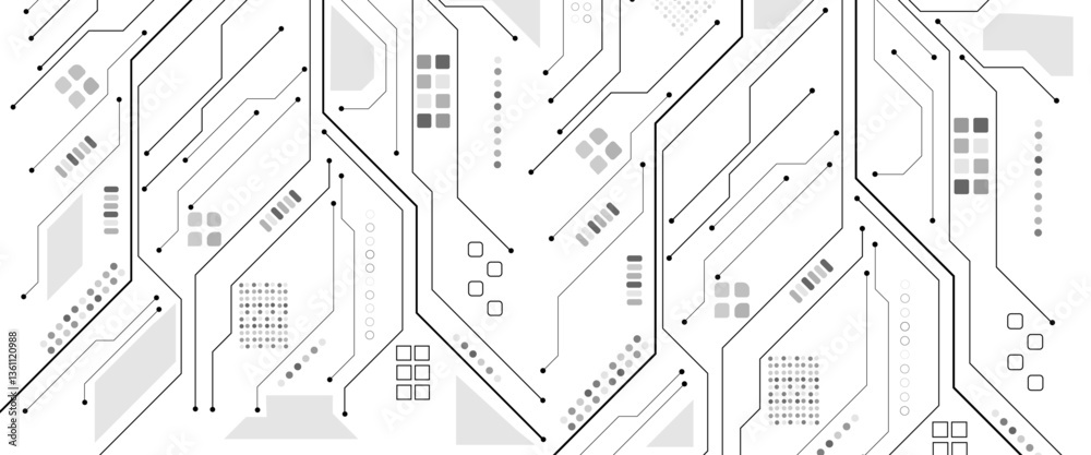 Poster Abstract background electronic printed circuit board, with dot and connection line.