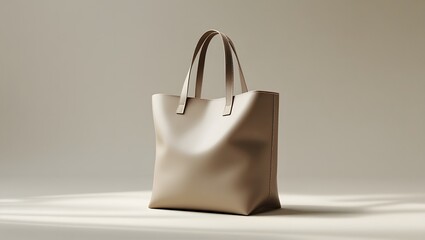 Elegant beige tote bag on a light background, showcasing simplicity and style