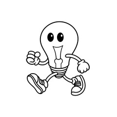 cute light bulb mascot cartoon coloring book