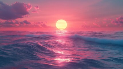 Fototapeta premium Serene Sunset Over Ocean Waves