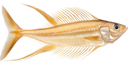 Transparent Fin Fish with Delicate Body Structure Swimming in Clear Water Background