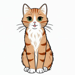 Fototapeta premium A ginger cat with stripes, sitting facing forward