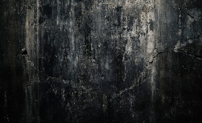 Obraz premium A close-up view of a textured. weathered concrete wall showcasing peeling paint and dark stains. creating a gritty atmosphere suitable for backgrounds in urban-themed projects