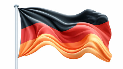 Fototapeta premium Realistic Waving German Flag on White Background