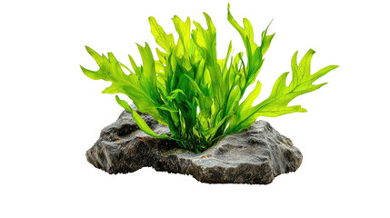 Lush Green Aquatic Plant with Realistic Rock Base Ideal for Aquariums and Home Decor Enhancement
