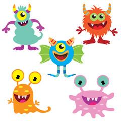 Funny colorful monsters vector cartoon illustration © primus44