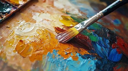 Obraz premium watercolor paints and brushes