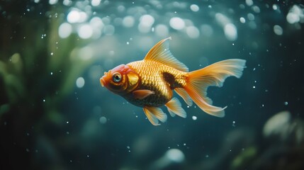 Vibrant Goldfish in Clear Water