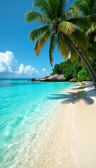 Idyllic tropical paradise with crystal clear water and white sand, tropical, summer, clear water