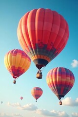 Obraz premium Image of vibrant air balloons floating in the sky, adventure, vibrant, floating