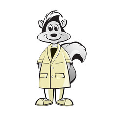 happy skunk cartoon standing in color vector art