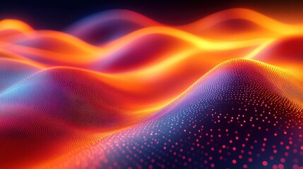Obraz premium Vibrant Abstract Waves of Light in Dynamic Orange and Blue Tones
