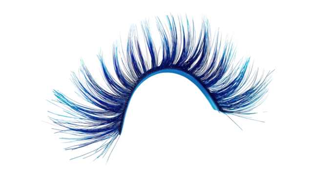 Colorful Blue Feather Eyelash for Creative Makeup Looks and Dramatic Eye Enhancements