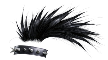Black Mohawk Hairstyle with Spiky Leather Belt Perfect for Punk Rock and Alternative Fashion Themes