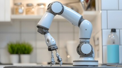 A robotic arm designed to provide assistance and support for individuals with disabilities helping them perform everyday tasks comfortably and independently at home