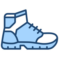 Hiking Boots Icon Lineal Blue Style