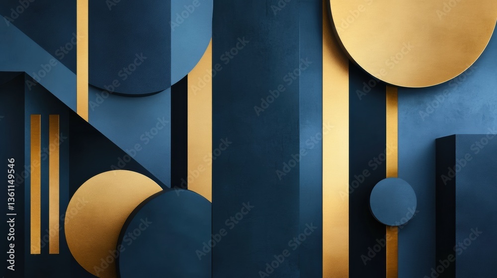 Leinwandbilder Modern abstract background with geometric shapes depicting political structure in deep blue and gold tones Generative AI