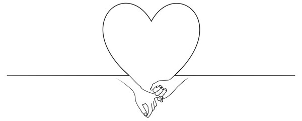 illustration of hands clasped together with a love symbol