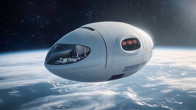 A sleek futuristic starship navigating the vast expanse of interstellar space towards a distant habitable planet for human colonization