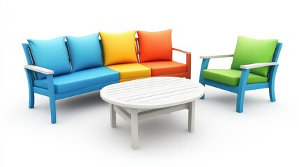 Fototapeta premium Vibrant Outdoor Lounge Furniture Arrangement