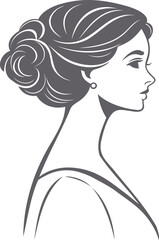 Elegant Woman with Updo Hairstyle, Vector Illustration